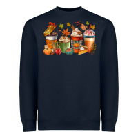 Navy fall coffee cups Heavyweight Sweatshirt - CowGirlArtShop