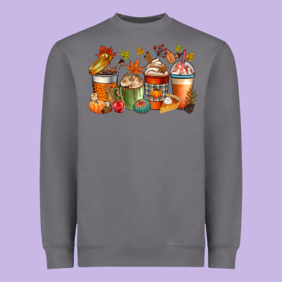 Fall Coffee Cups Heavyweight Sweatshirt Designed By Cowgirlartshop