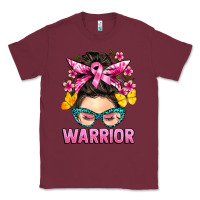 Burgundy cancer warrior messy bun Classic Tee - BarkalooDesign
