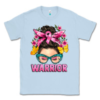 Dusty Blue cancer warrior messy bun Classic Tee - BarkalooDesign