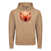 Western Cowboy Sunset Bull Skull Vintage Hoodie | Teevron