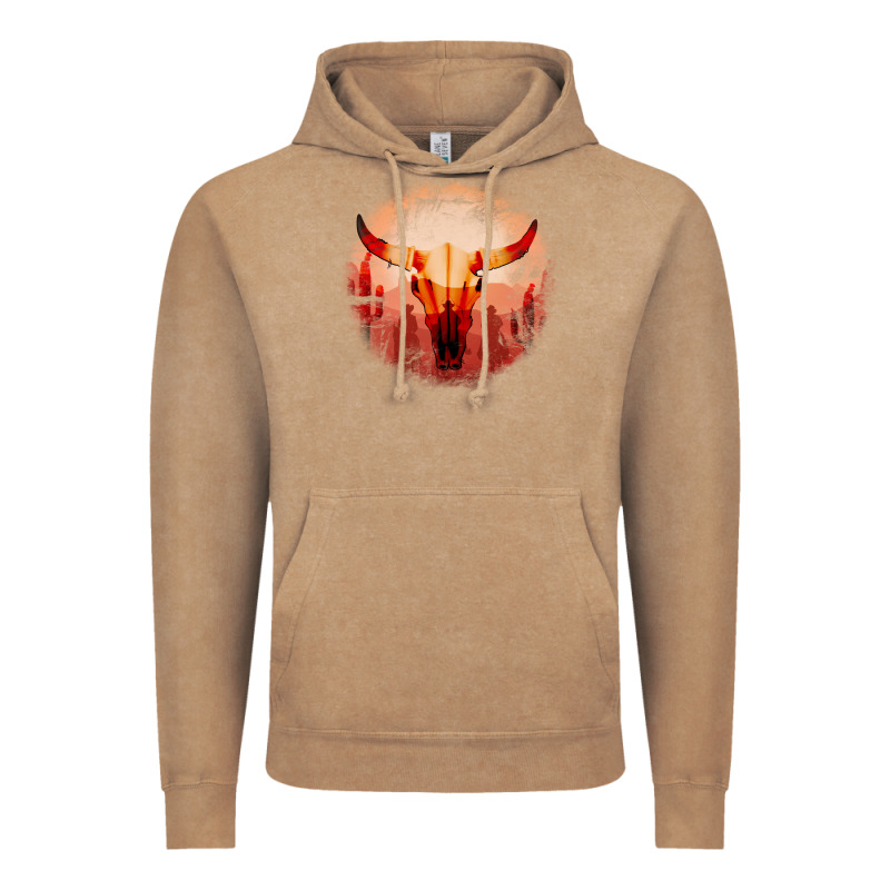 Western Cowboy Sunset Bull Skull Vintage Hoodie by Bettercallsaul | Teevron