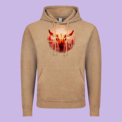 Western Cowboy Sunset Bull Skull Vintage Hoodie Designed By Bettercallsaul