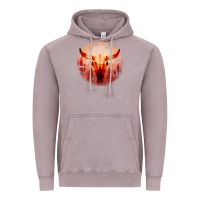 Vintage Zinc Western Cowboy Sunset Bull Skull Vintage Hoodie - Bettercallsaul