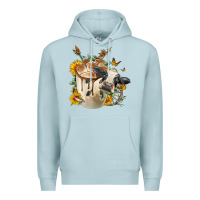 Blue Mist Black And White Cow Coffee cup Premium Hoodie - FaDigitalArtStudio