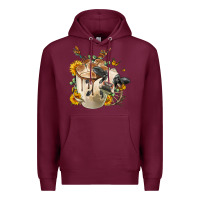 Burgundy Black And White Cow Coffee cup Premium Hoodie - FaDigitalArtStudio