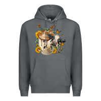 Rock Black And White Cow Coffee cup Premium Hoodie - FaDigitalArtStudio
