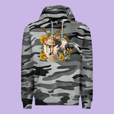 Black And White Cow Coffee Cup Premium Hoodie Designed By Fadigitalartstudio