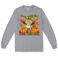 Heather Grey Pray Till The Cows Come Home Long Sleeve Tee - texasbilliewilder