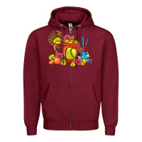 Burgundy Softball Coffee Mug Zipper Hoodie - FaDigitalArtStudio