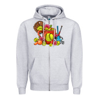 Heather Grey Softball Coffee Mug Zipper Hoodie - FaDigitalArtStudio