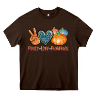 Chocolate Brown peace love pumpkins Heavy Core Tee - AdoDesignShop