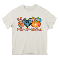 Cream peace love pumpkins Heavy Core Tee - AdoDesignShop