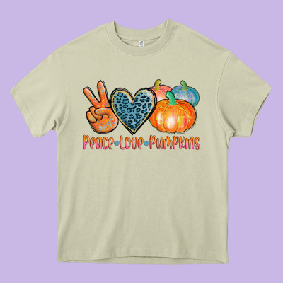 Peace Love Pumpkins Heavy Core Tee Designed By Adodesignshop