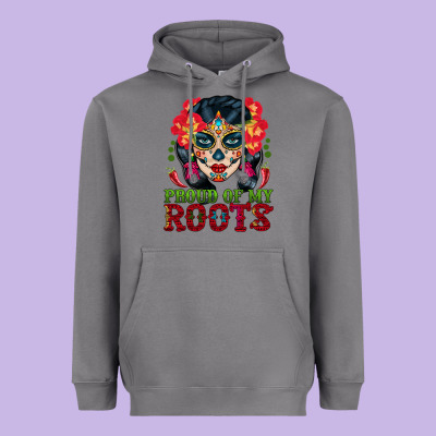 Sugar Skull Woman Proud Of My Roots Heavyweight Hoodie Designed By Bundleandbundleshop