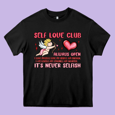 Self Love Club Heavy Core Tee Designed By Maliassmallbusiness