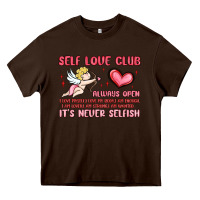 Chocolate Brown self love club Heavy Core Tee - MaliasSmallBusiness