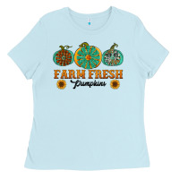 Baby Blue Orange glitter pumpkin Ladies Tee - NancyCooperArtShop