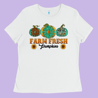 Orange Glitter Pumpkin Ladies Tee Designed By Nancycooperartshop