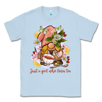 Dusty Blue just a girl who loves tea gnome Classic Tee - BarkalooDesign
