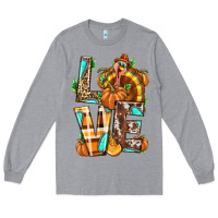 Heather Grey Love Turkey Thanksgiving Long Sleeve Tee - texasbilliewilder