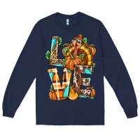 Navy Love Turkey Thanksgiving Long Sleeve Tee - texasbilliewilder
