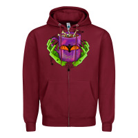 Burgundy Halloween Coffee Cup With Hands Zipper Hoodie - FaDigitalArtStudio