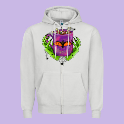 Halloween Coffee Cup With Hands Zipper Hoodie Designed By Fadigitalartstudio