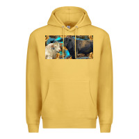 Antique Gold Charolais and black angus bull with sunflower and leopard Premium Hoodie - RanaPortraitStore