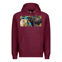 Burgundy Charolais and black angus bull with sunflower and leopard Premium Hoodie - RanaPortraitStore