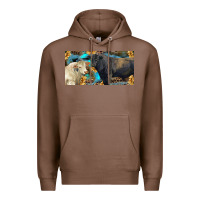 Chestnut Charolais and black angus bull with sunflower and leopard Premium Hoodie - RanaPortraitStore