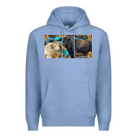Colony Blue Charolais and black angus bull with sunflower and leopard Premium Hoodie - RanaPortraitStore
