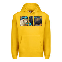 Lemon Charolais and black angus bull with sunflower and leopard Premium Hoodie - RanaPortraitStore