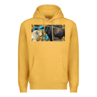 Mustard Charolais and black angus bull with sunflower and leopard Premium Hoodie - RanaPortraitStore