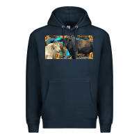 Navy Charolais and black angus bull with sunflower and leopard Premium Hoodie - RanaPortraitStore