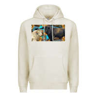 Oatmeal Heather Charolais and black angus bull with sunflower and leopard Premium Hoodie - RanaPortraitStore