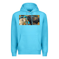 Ocean Blue Charolais and black angus bull with sunflower and leopard Premium Hoodie - RanaPortraitStore