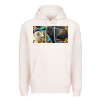 Pale Pink Charolais and black angus bull with sunflower and leopard Premium Hoodie - RanaPortraitStore