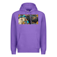 Purple Charolais and black angus bull with sunflower and leopard Premium Hoodie - RanaPortraitStore