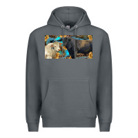 Rock Charolais and black angus bull with sunflower and leopard Premium Hoodie - RanaPortraitStore