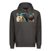 Smoke Charolais and black angus bull with sunflower and leopard Premium Hoodie - RanaPortraitStore
