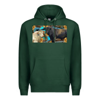 Sports Green Charolais and black angus bull with sunflower and leopard Premium Hoodie - RanaPortraitStore