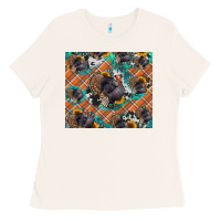 Bone Thanksgiving Turkey sunflower turquoise Ladies Tee - NancyCooperArtShop
