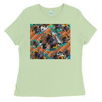 Matcha Thanksgiving Turkey sunflower turquoise Ladies Tee - NancyCooperArtShop