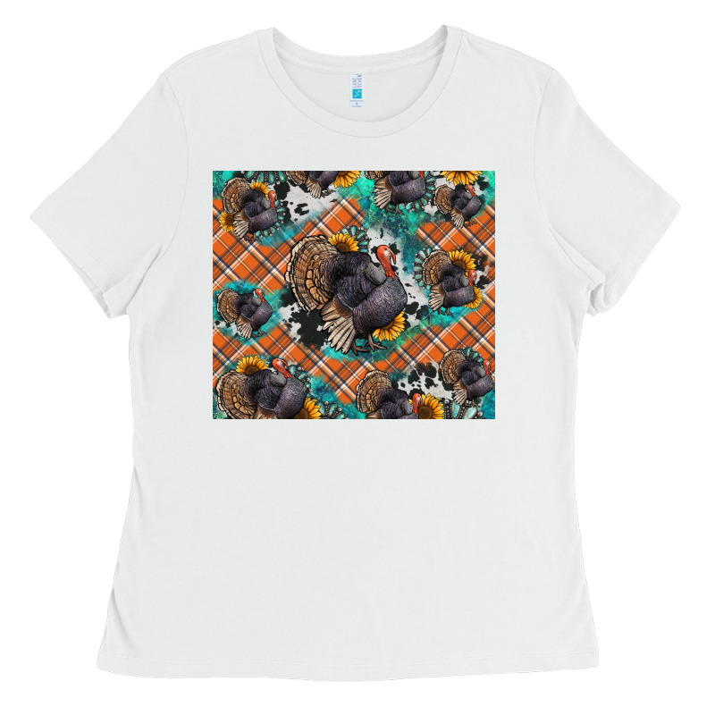 Thanksgiving Turkey Sunflower Turquoise Ladies Tee by NancyCooperArtShop | Teevron