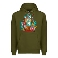 Army Green Dentist Cold Drink Frappe Premium Hoodie - FaDigitalArtStudio
