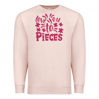 Pale Pink love you to pieces Premium Sweatshirt - CowhideDigitalArt