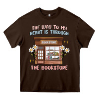 Chocolate Brown the way to my heart is through the bookstore Heavy Core Tee - MaliasSmallBusiness