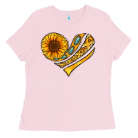 Bubblegum Pink Childhood Cancer Awareness heart Ladies Tee - NancyCooperArtShop