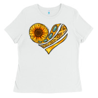 White Childhood Cancer Awareness heart Ladies Tee - NancyCooperArtShop